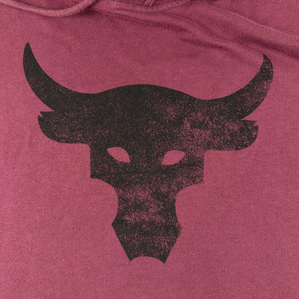 Under Armour Project Rock Hoodie Mens LG Maroon Burgundy‎ Short Sleeve Pocket
